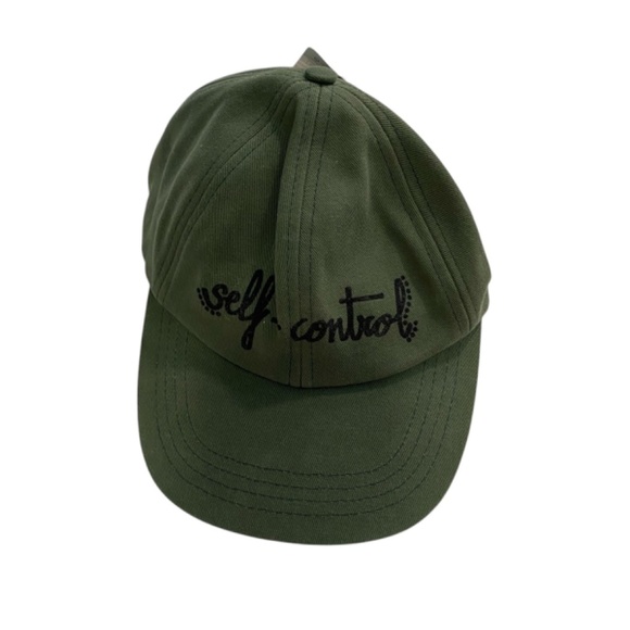 Zara Adjustable Ball Cap "Self Control". Military Green. One Size - Picture 6 of 6
